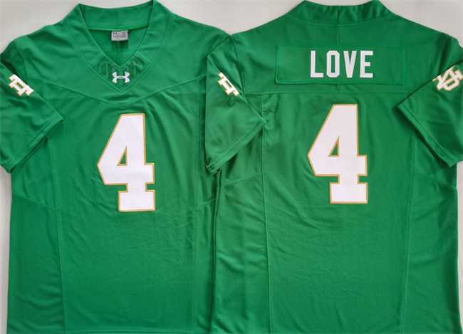 Men%27s Notre Dame Fighting Irish #4 Jeremiyah Love Green 2024 F.U.S.E. Limited Stitched Jersey